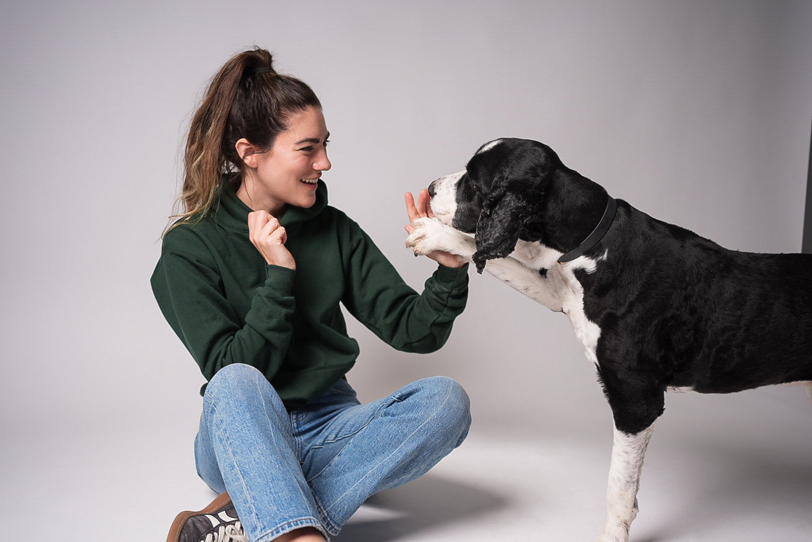 Maddie and Rudder sharing a high five